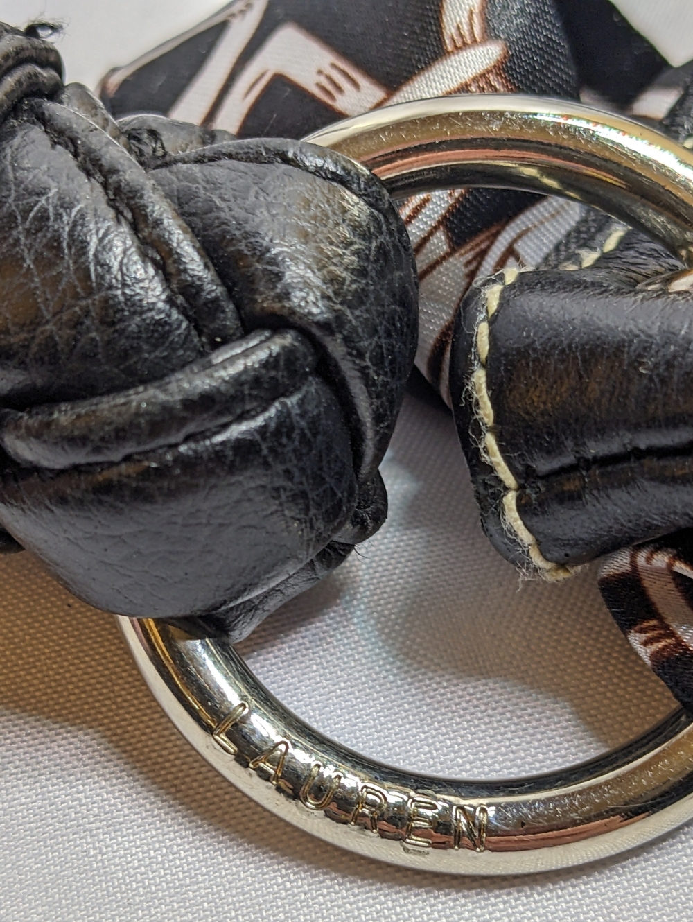 Lauren Ralph Lauren Black Leather Shoulder Bag With Chunky Braided Strap, EUC - Picture 7 of 11